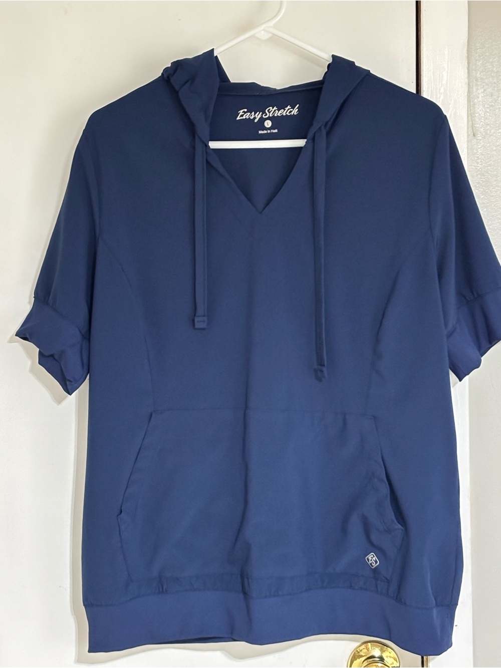 Easy Stretch Navy Short-Sleeve Scrub Hoodie